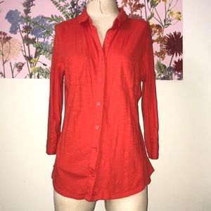 Orange Button-Up Top